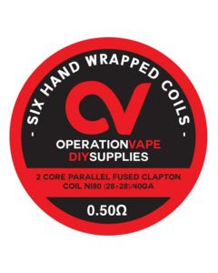 Operation Vape Prebuilt coils-Parallel Fused Clapton Coil NI80 (28+28)/40GA 0.50 ohm ( 6 pieces)