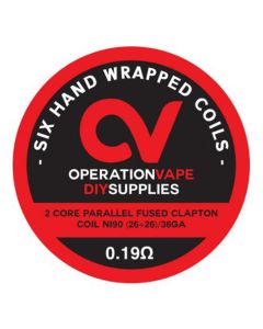 Operation Vape Prebuilt coils  -Parallel Fused Clapton Coil  NI90 (26+26)/36GA - 0.19 ohm - 6 pieces