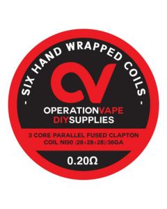 Operation Vape Prebuilt coils - Parallel Fused Clapton Coil NI90 (28+28+28)/36GA - 0.20 ohm - 6 pieces