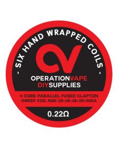 Operation Vape Prebuilt coils-Sweep Coil NI80 (28+28+28+28)/40GA  0.22 ohm (6 pieces)