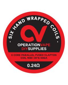 Operation Vape Prebuilt coils-Parallel Fused Clapton Coil NI80 (30*6)/40GA  0.24 ohm (6 pieces)
