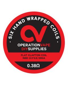 Operation Vape Prebuilt coils-Flat Clapton Coil NI80 (0.3*0.8)/39GA   0.38 ohm (6 pieces)     ID 2.5mm